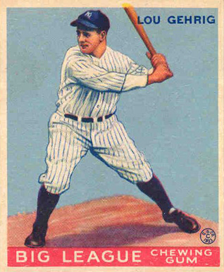 1933 Goudey baseball card with Lou Gehrig